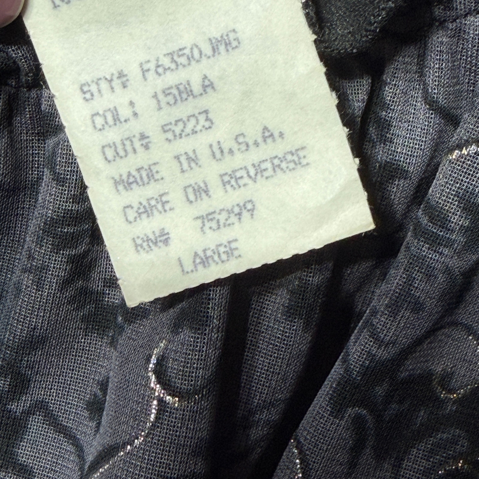 Vtg 90s Y2k Hana Dress Black Gray Floral Babydoll Silver Coquette Party Size L — image 8 of 8